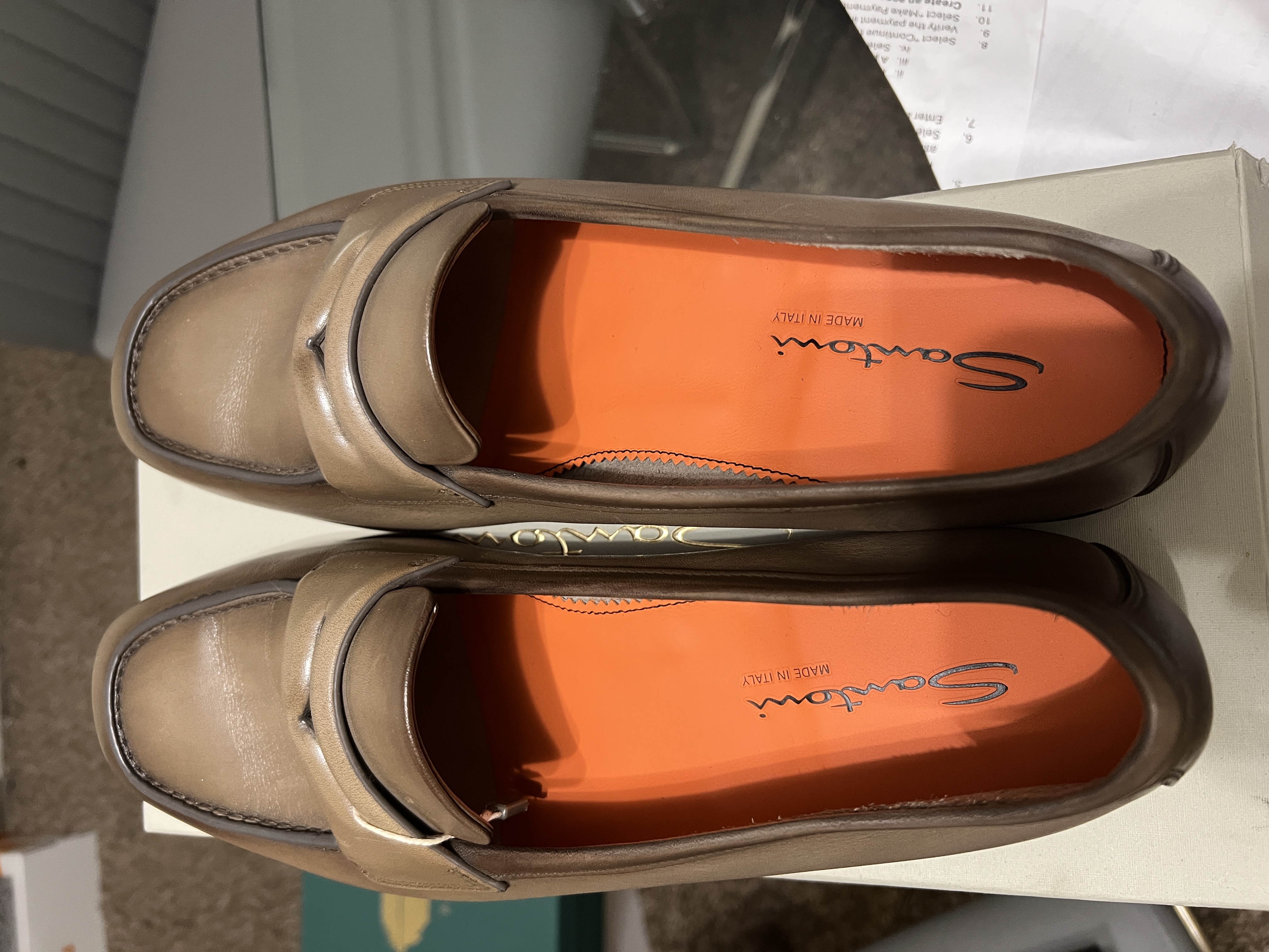 Santoni Italian Leather Loafers – Size 11 – Brand New