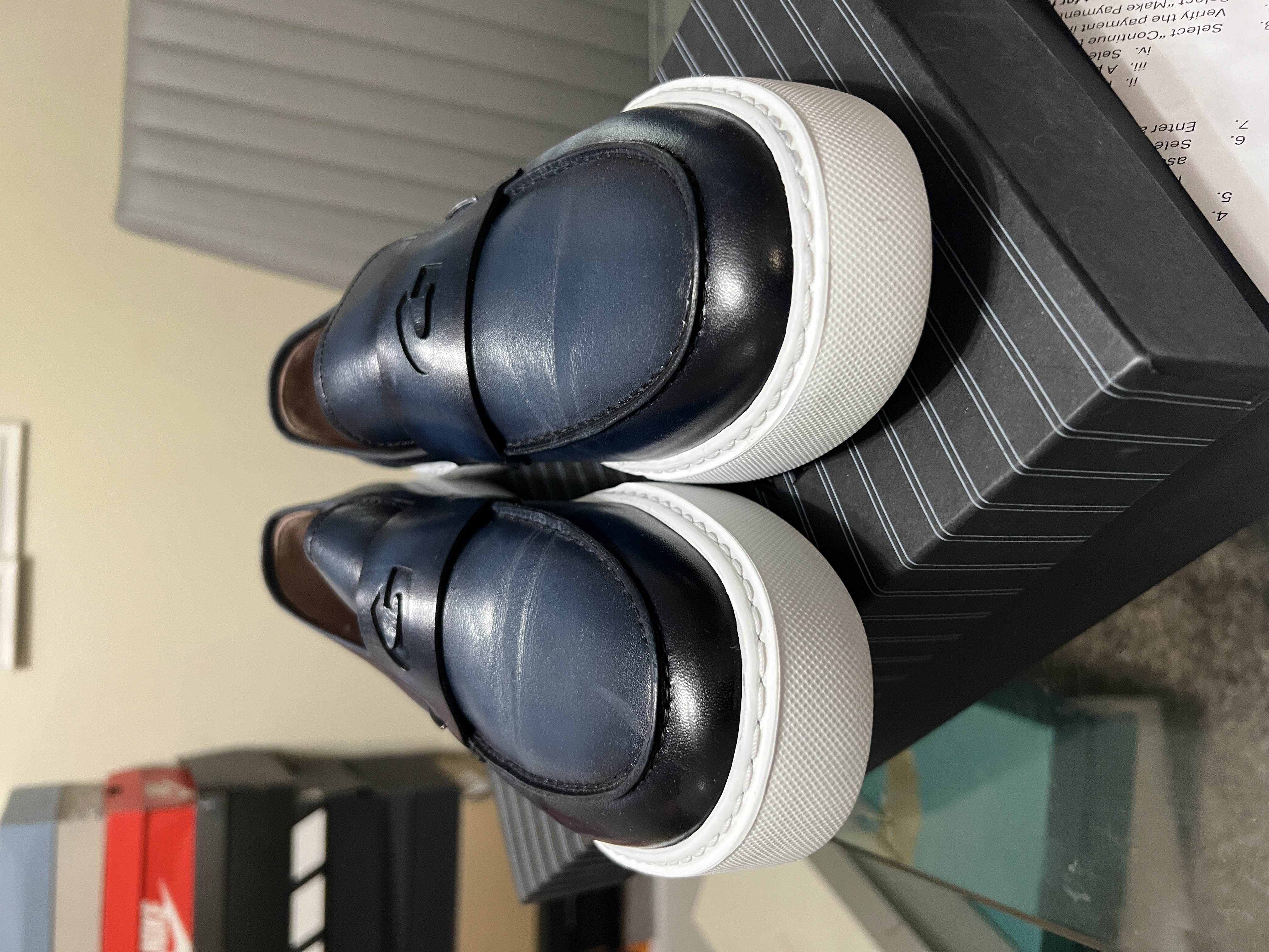 Guardiani Blue Italian Leather Loafers – Men’s US 11, Excellent Condition