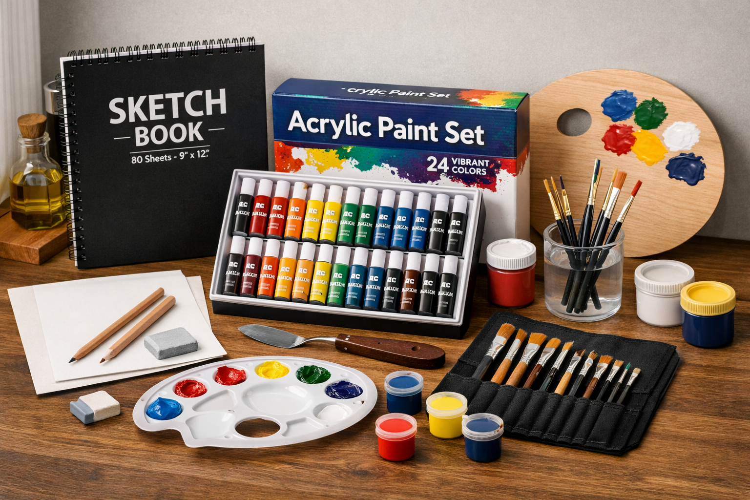 Professional Acrylic Paint Set – 24 Vibrant Colors for Artists