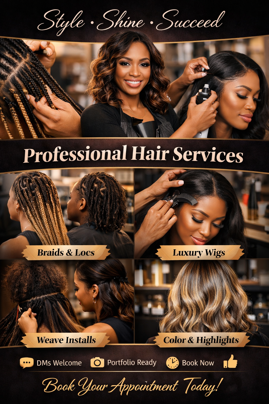 Professional Hairdresser Braids Weaves Wigs • Locs • Styling
